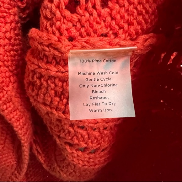 Talbots Open Stitch V-Neck Button Down Pima Cotton Cable Knit Cardigan pointelle - Picture 8 of 11